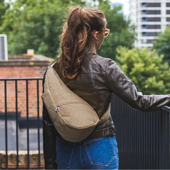 AMERIBAG 17" DISTRESSED NYLON HEALTHY BACK BAG TOTER (SMALL) CROSSBODY SLINGBAG - Picture 14 of 15